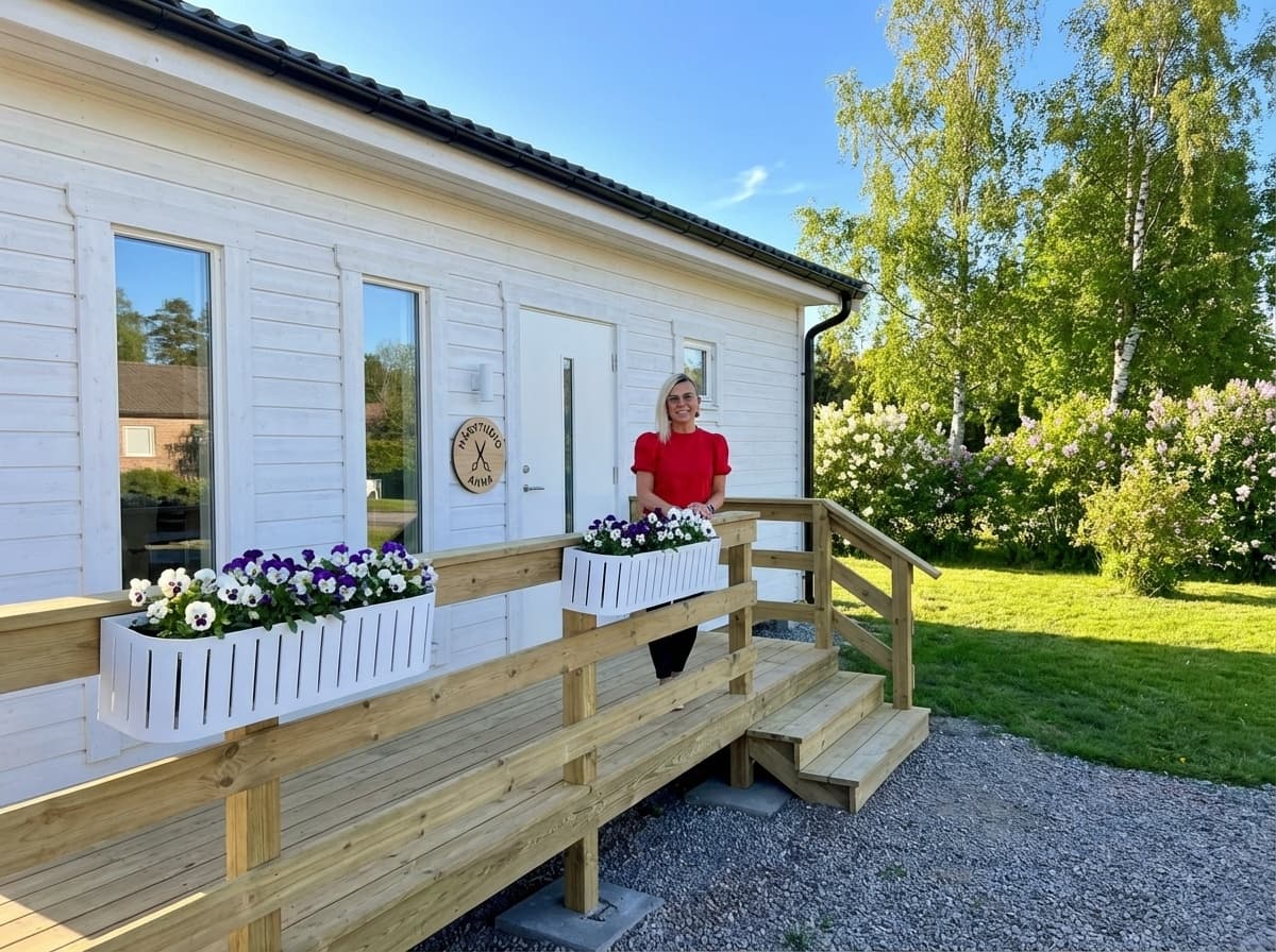 Framsidan av salongen